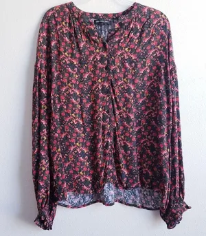 Something Navy Floral Long Sleeve Blouse thumbnail 2