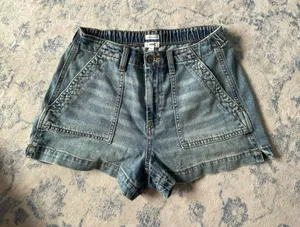 Aerie Dark wash patch pocket denim short thumbnail 1
