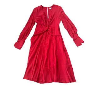 NEW Equipment Twist Front Midi Dress Red-Orange thumbnail 3