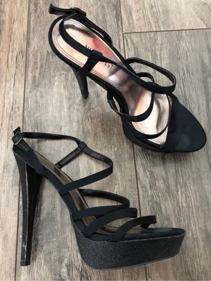 Nine West Black Strappy Platform Stiletto Sandals thumbnail 1