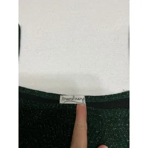 Xtraordinary Womens M Green Metallic Glitter Puff Sleeve Mini Dress Holiday thumbnail 3