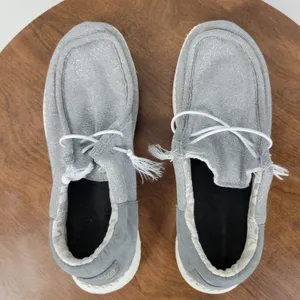 Hey Dude Womens Wally Shoes‎ 7 Sparkling Grey Lace Up Light-Weight Flat Loafers thumbnail 13