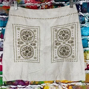 Floreat Anthropologie Skirt Bead Embellishments and‎ Tan Stitching Size 0 thumbnail 1