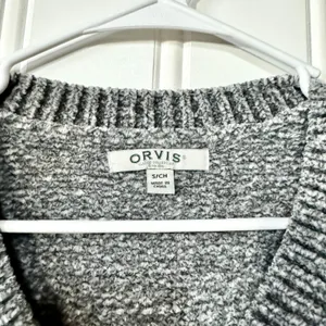 Orvis Sweater Chunky Knit Grey Long Sleeve‎ V Neck Pullover Size Small thumbnail 2