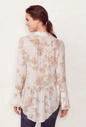 Lauren Conrad Women’s Ruffle High Low Blouse thumbnail 2