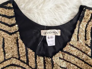 Anna-Kaci Gold Sequin Striped Sleeveless Tank Top Size S thumbnail 2