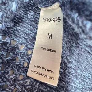 Blue Loose Knit Cropped Sweater 100% Cotton Lincoln Outfitters Medium Cottage thumbnail 8