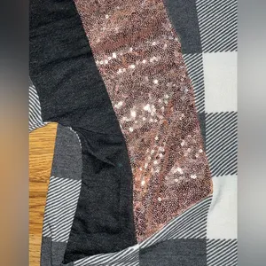 7th Ray Gracie Sequin Plaid Top Women’s Size Medium Oversized Gray Cream Color thumbnail 2