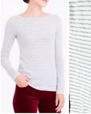 J. Crew Women's Artist T Metallic Stripe Boat Neck Long Sleeve Size XS thumbnail 2