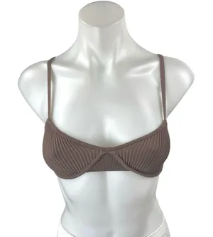 Aritzia Babaton Brown Ribbed Sleeveless Cami Camisole Brallette Crop Tank Top XS thumbnail 1