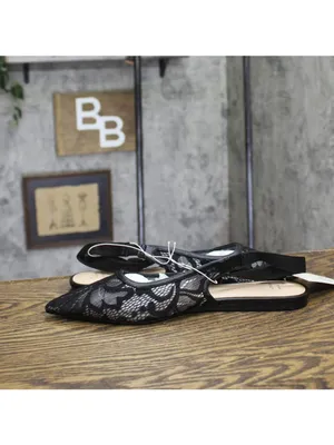 NWT A New Day London Lace Slingback Bow Flats 94303528 Black 9.5M thumbnail 8