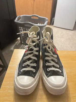 Comme des Garçons PLAY x Converse Chuck 70 high-top sneakers in black. thumbnail 2