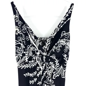 Soma Intimates Black White‎ Floral Maxi Dress Empire Waist V-Neck Size Small thumbnail 4