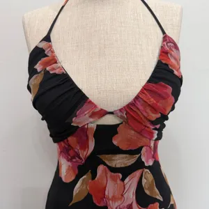 Windsor S Maxi Dress Malia Halter Floral Mesh Mermaid Ruched Formal Event Guest thumbnail 4