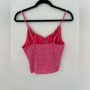 Sienna Sky Pink Spaghetti Strap Tank Top L- Adjustable Drawstring Gathered Neck thumbnail 5
