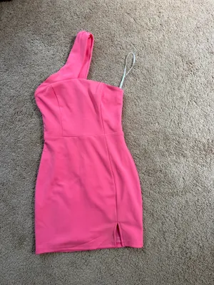 Looking Perfect Lulus Coral Pink One-Shoulder Bodycon Mini Dress thumbnail 3