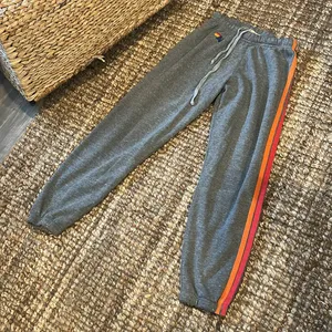 AVIATOR NATION 5 Stripe Sweatpant in Heather Grey & Yellow Purple thumbnail 2