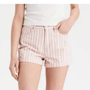 American Eagle Pink‎ Striped Denim Mom Short shorts cotton comfortable jeans 18 thumbnail 1