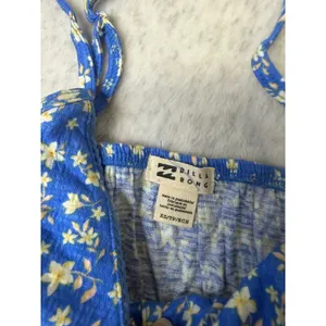 Billabong May Knit Tank Blue Floral Smocked Crop Top XS BBGW25AP060 thumbnail 4