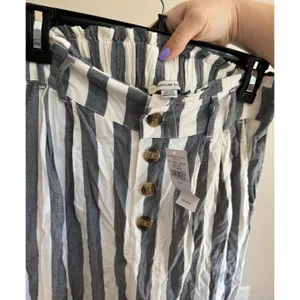 NWT American Eagle Navy and White Striped Viscose Pants Women’s M Beach Vacation thumbnail 4