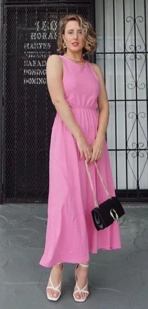 Zara Pink Cut Out Midi Dress thumbnail 1