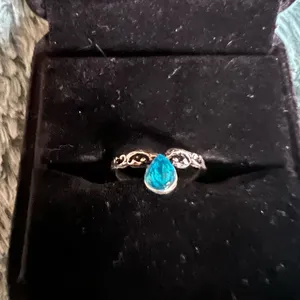 Women’s Stainless Steel Silver Pinky Ring Blue thumbnail 2
