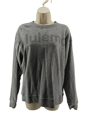 Lululemon Perfectly Oversized Crew MonoChromatic Graphic Gray Womens 6 thumbnail 1