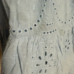 Area Stars Eyelet Trim Light Blue Long Sleeve Square Neck Dress Size Medium thumbnail 16