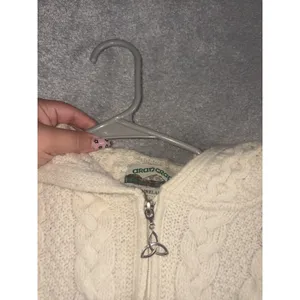 Aran Crafts Women's M Fits S Merino Wool Full Zip Sweater Cable Ireland Ivory thumbnail 9