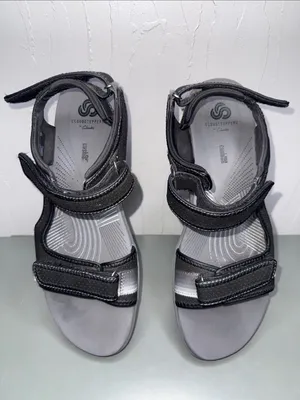 Clarks Cloudsteppers Black Gray Sport Sandals thumbnail 3