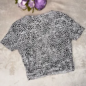Brandy Melville Black and White Dotted Wrap Top thumbnail 5