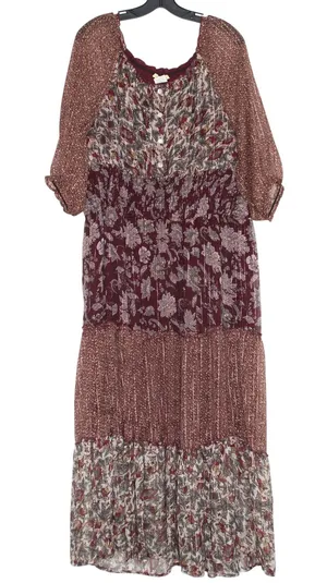 Boho Maxi Dress XXL Tiered Floral Cottagecore Prairie Peasant Flowy Festival thumbnail 1