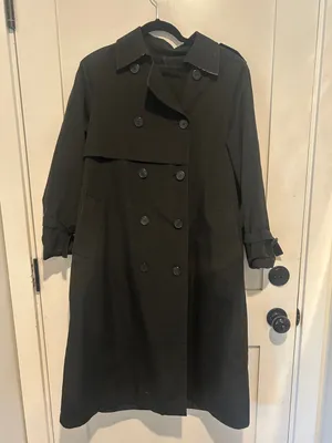 Vintage London Fog Double Breasted Trench Coat Black Womens 8P thumbnail 1