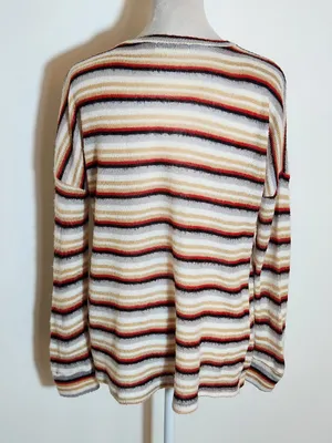 Ginger G Multicolor Striped Fuzzy Knit Top Size Medium thumbnail 4