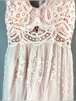 Main Strip M Balletcore Romance Blush Pink Lace Maxi Dress with Strappy Back thumbnail 2