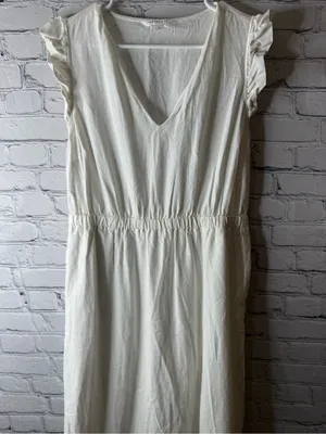 Pop sugar linen blend ruffle sleeve maxi dress size large thumbnail 3