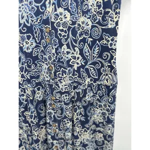 Vintage LL Bean Floral Blue Cotton Maxi Button Dress‎ Large Cottagecore Feminine thumbnail 3