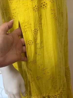 Payal Jain BOHO Yellow Eyelet Floral Lace by Anthropologie Maxi Dress Dz 2 thumbnail 10