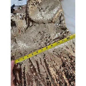 NWT BEBE DREW GOLD SEQUIN OFF SHOULDER Dress Size S thumbnail 5