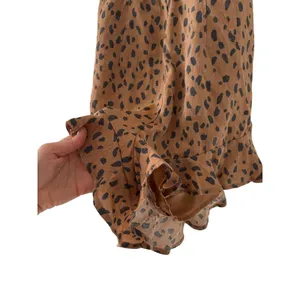 Trixxi Leopard Halter Romper Dress Brown Black Ruffle Mini Women’s Small S thumbnail 5