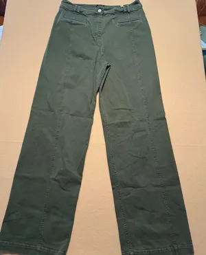 Maeve Anthropologie Wide Leg Pants Green Seam Detail Women 28T thumbnail 1