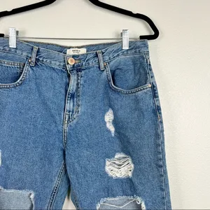 FOREVER 21 High‎ Rise Distressed Straight Leg Jeans 30 thumbnail 2