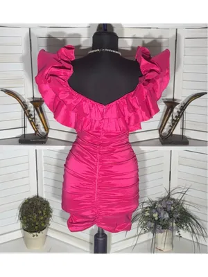 Lovers & Friends mini dress sexy pink ruffled wedding guest cocktail glam prom S thumbnail 3