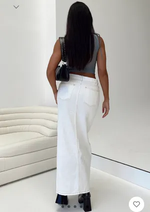 Princess Polly White Denim Maxi Skirt thumbnail 5