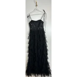 MAC DUGGAL Sequin Bustier Tier Tulle Gown in Black Size US 6 thumbnail 6