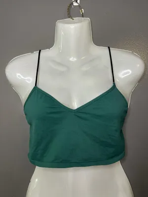 Intimately Free People Bralette Bra Womens Medium Green V Neck Wireless Crop Top thumbnail 1