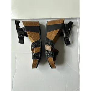 Plakton women’s platform sandals Cork Wedge Black Size 8 thumbnail 3