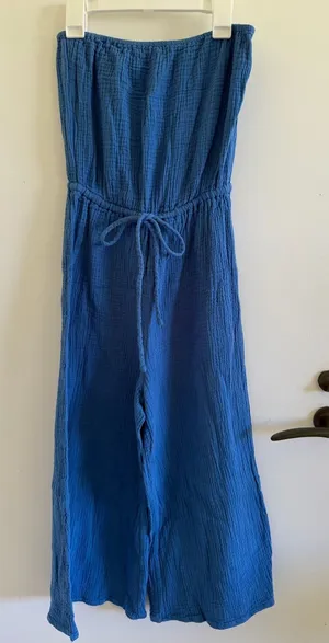 lulus strapless wide legged cropped jumpsuit thumbnail 1