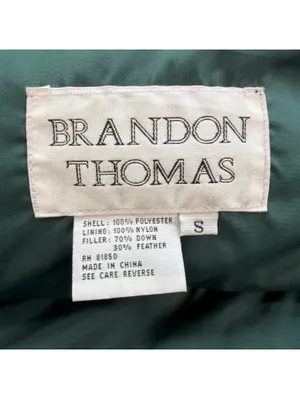 Vintage Brandon Thomas Green Down Feather Puffer Vest Small Brass Zip Outdoor thumbnail 3