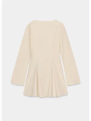 ZARA Elegant Cream Long-Sleeve Fit & Flare Dress thumbnail 5